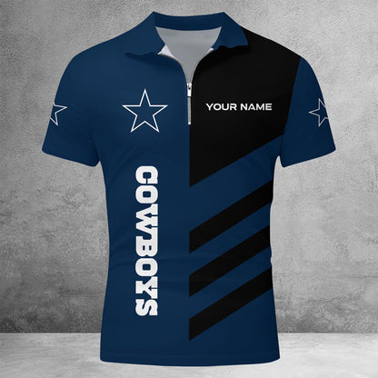 LIMITED EDITION - NEW CUSTOMIZED NFL21 DCB DALLAS COWBOYS ZIP POLO SHIRT