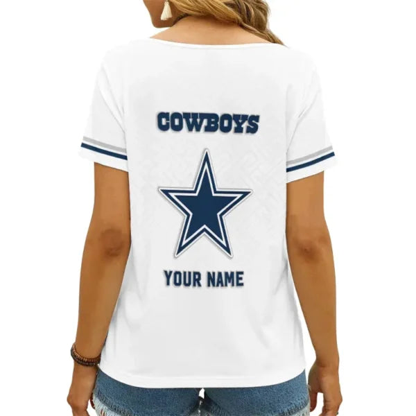 LIMITED EDITION - NEW CUSTOMIZED NFL21 DCB DALLAS COWBOYS V-NECK FEMALE SHIRT