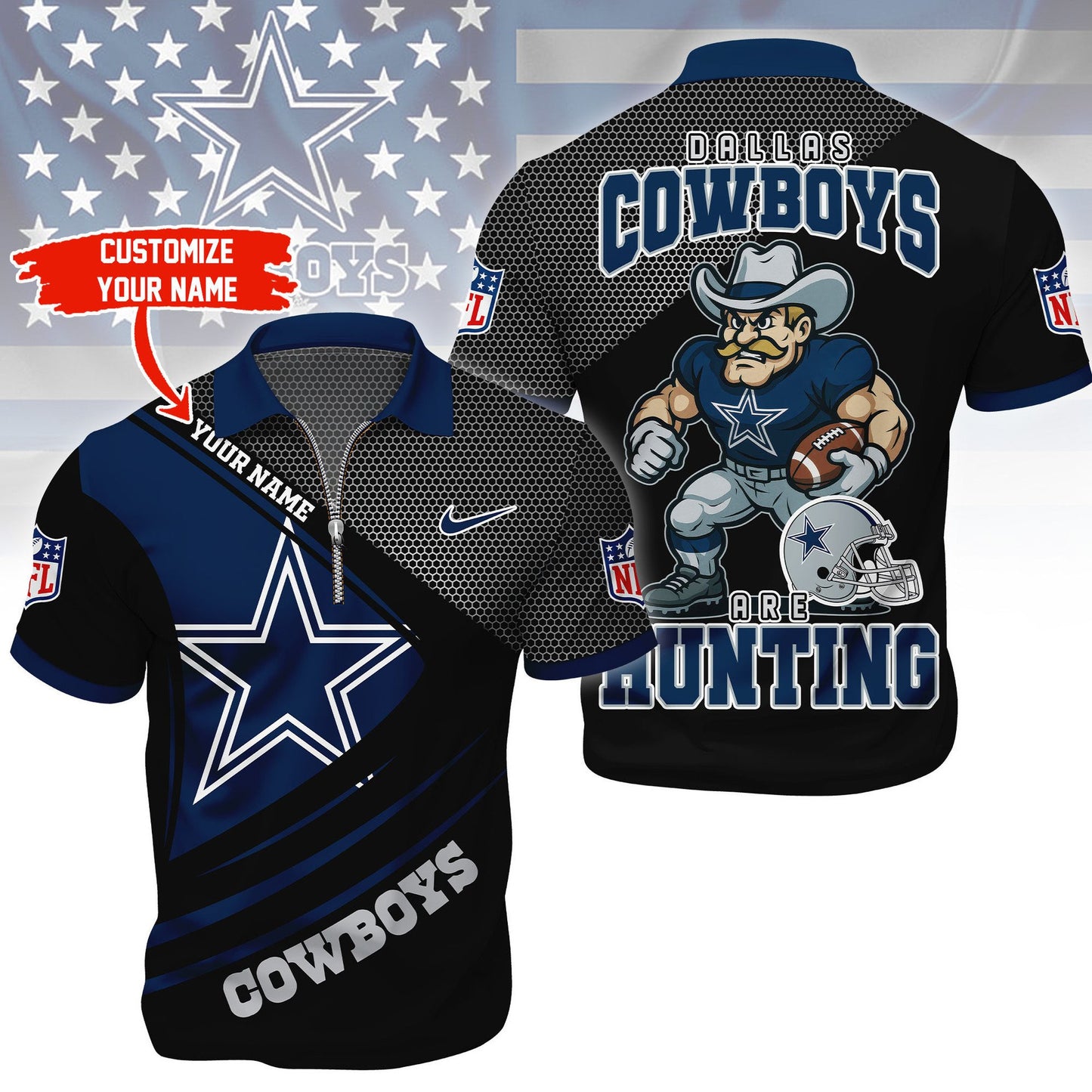 LIMITED EDITION - NEW CUSTOMIZED NFL21 DCB DALLAS COWBOYS HARLEY-DAVIDSON POLO WITH ZIPPER SHIRT