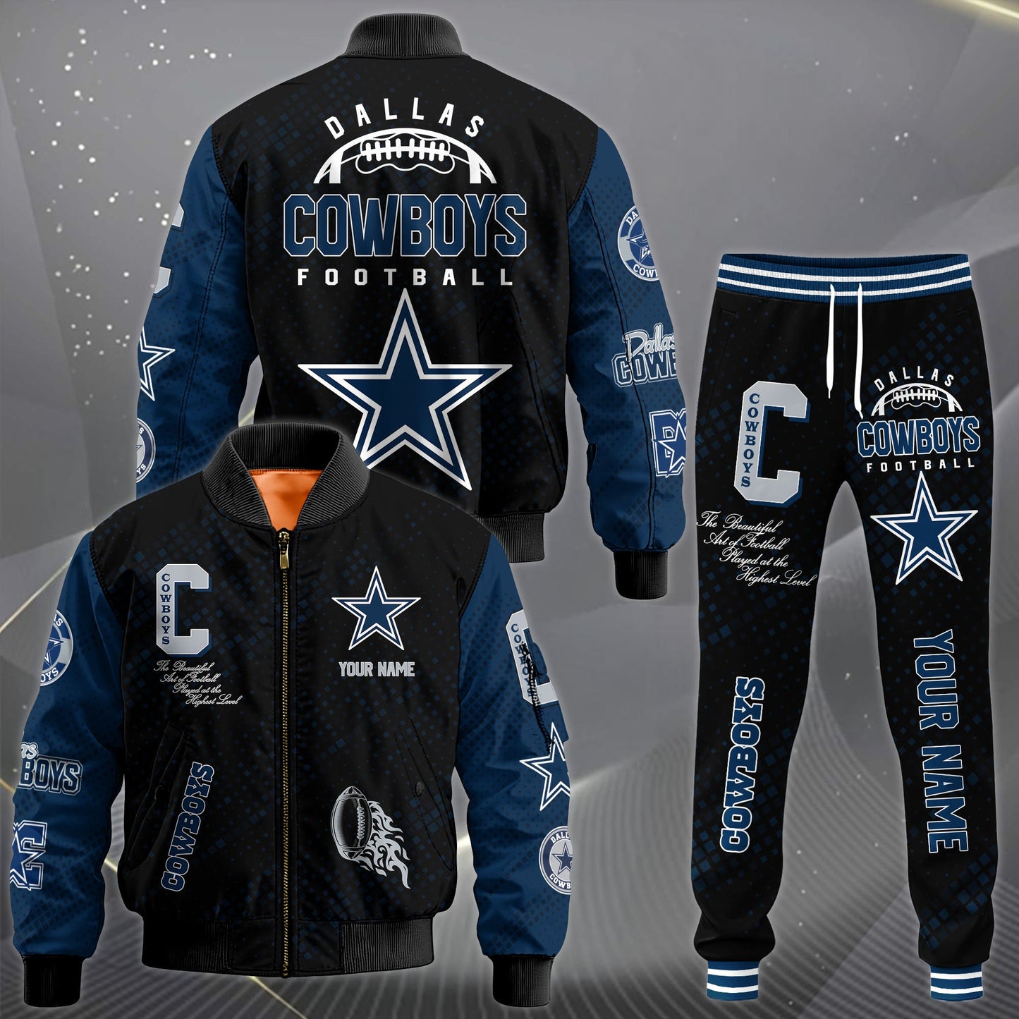 LIMITED EDITION - NEW CUSTOMIZED NFL21 DCB DALLAS COWBOYS SATIN VARSITY JACKET & LONG PANTS