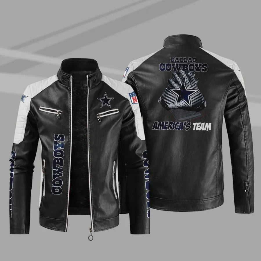 LIMITED EDITION - NEW CUSTOMIZED NFL21 DCB DALLAS COWBOYS LEATHER BIKER JACKET