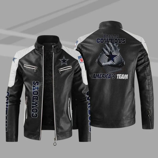 LIMITED EDITION - NEW CUSTOMIZED NFL21 DCB DALLAS COWBOYS LEATHER BIKER JACKET
