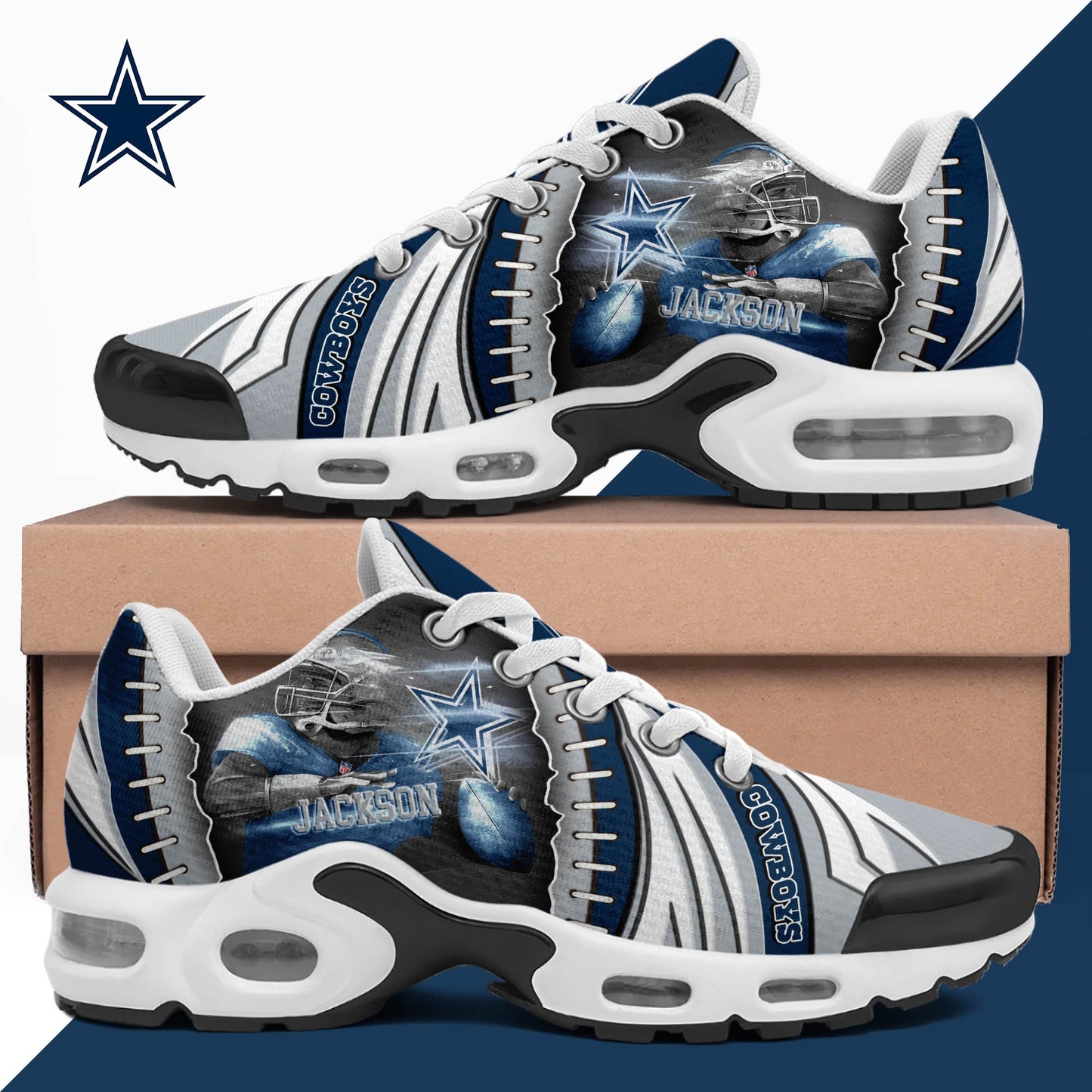 LIMITED EDITION - NEW CUSTOMIZED NFL21 DCB DALLAS COWBOYS UNISEX AIR MAX PLUS SNEAKERS