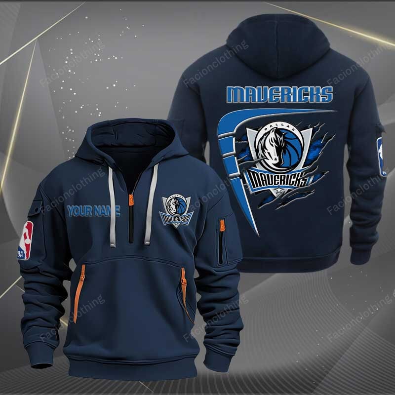 [HOT DEAL] NEW CUSTOMIZED NBA18 DM DALLAS MAVERICKS QUARTER ZIP HOODIE