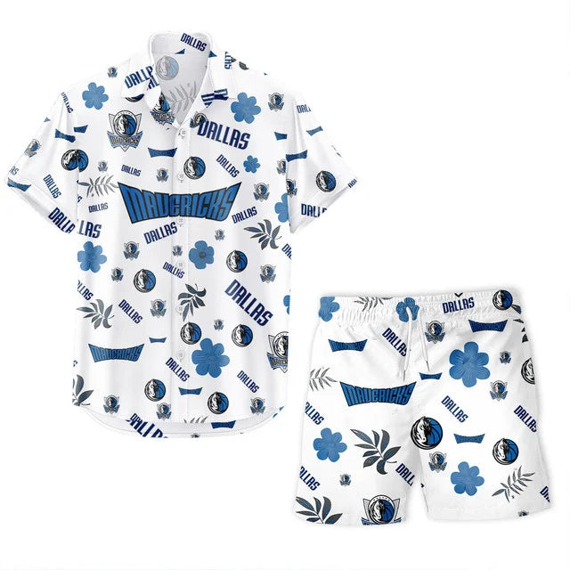 LIMITED EDITION - NEW CUSTOMIZED NBA18 DMA DALLAS MAVERICKS UNISEX HAWAIIAN SHIRT & SHORTS SET