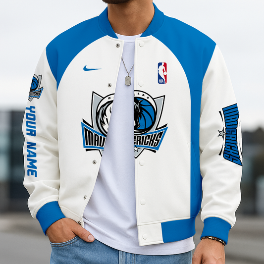 LIMITED EDITION - NEW CUSTOMIZED NBA18 DM DALLAS MAVERICKS BASEBALL JACKET, SATIN VARSITY JACKET