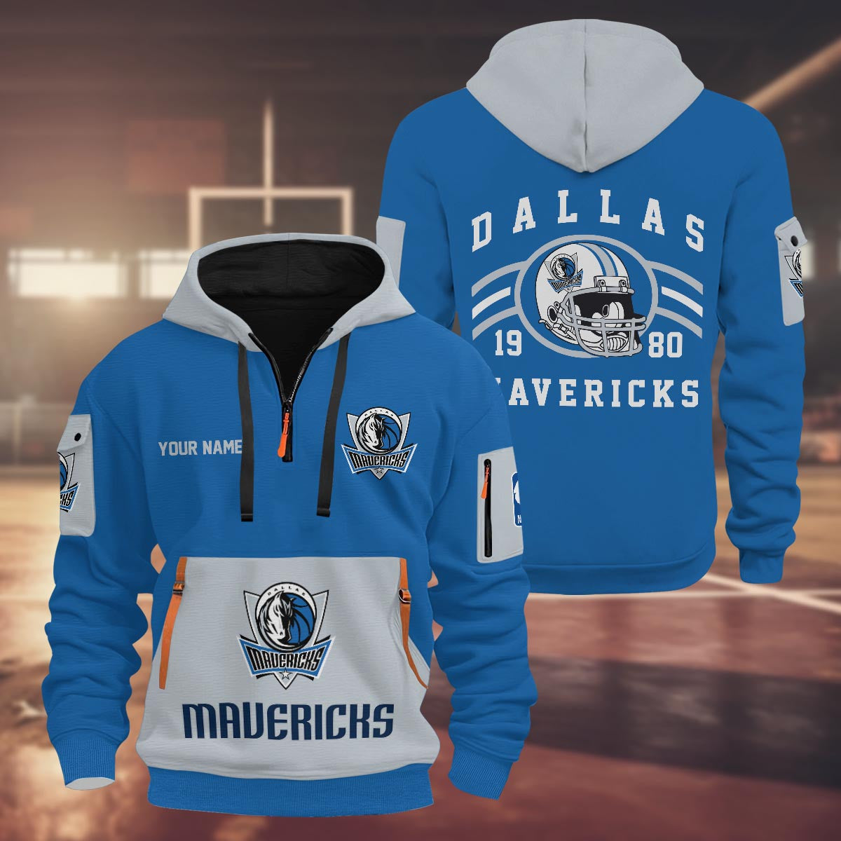 LIMITED EDITION - NEW CUSTOMIZED NBA18 DM DALLAS MAVERICKS QUARTER ZIP HOODIE