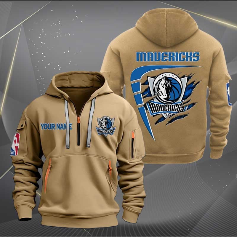 [HOT DEAL] NEW CUSTOMIZED NBA18 DM DALLAS MAVERICKS QUARTER ZIP HOODIE