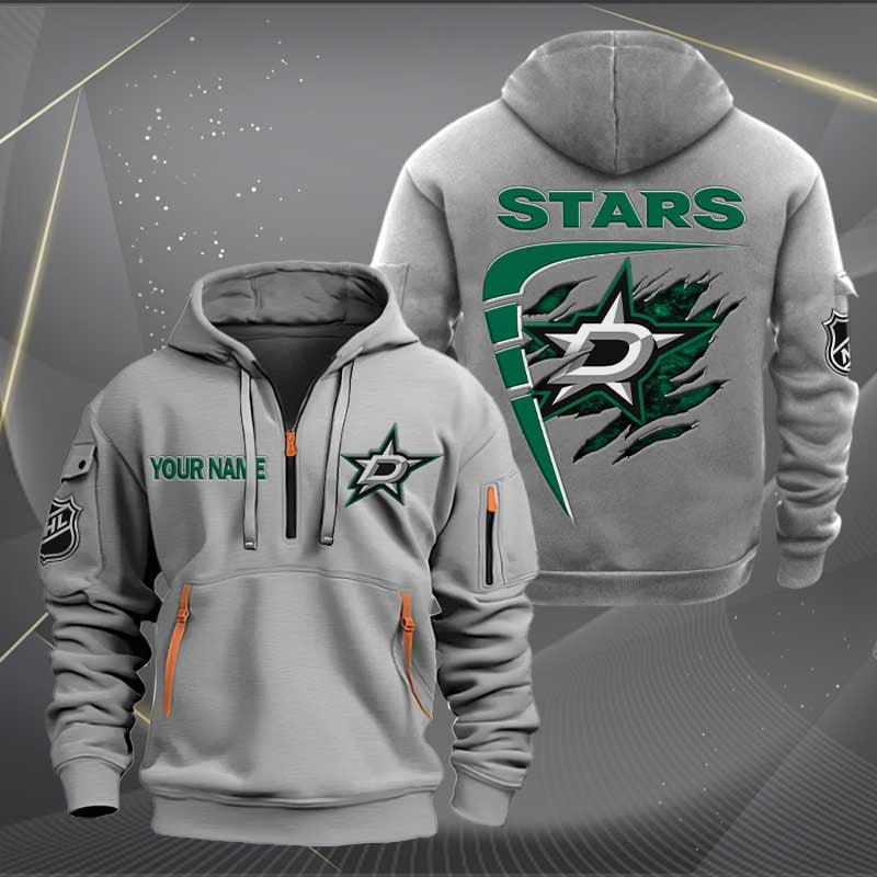 LIMITED EDITION - NEW CUSTOMIZED NHL15 DLS DALLAS STARS QUARTER ZIP HOODIE