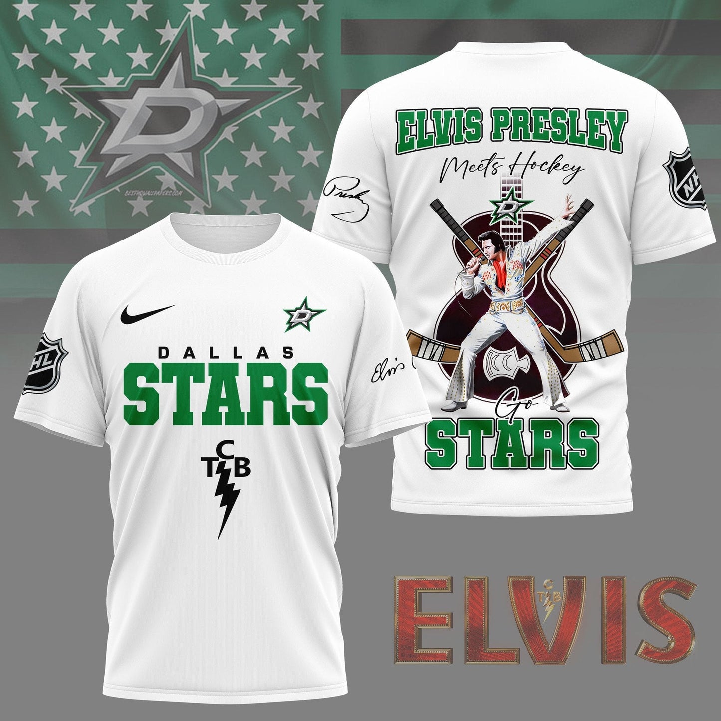 LIMITED EDITION - NEW CUSTOMIZED NHL15 DLS DALLAS STARS X ELVIS PRESLEY FAN 3D SHIRT