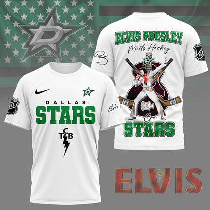 LIMITED EDITION - NEW CUSTOMIZED NHL15 DLS DALLAS STARS X ELVIS PRESLEY FAN 3D SHIRT