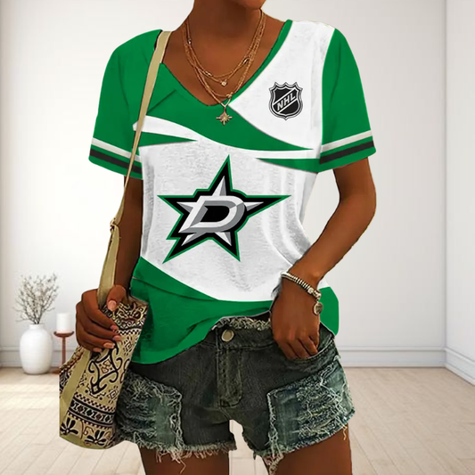 LIMITED EDITION - NEW CUSTOMIZED NHL15 DLS DALLAS STARS V-NECK FEMALE SHIRT