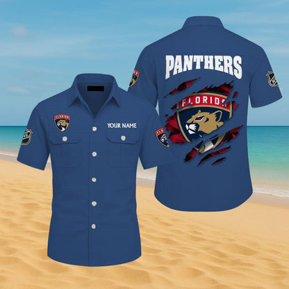 LIMITED EDITION - NEW CUSTOMIZED NHL01 FPT FLORIDA PANTHERS CARGO SHIRT