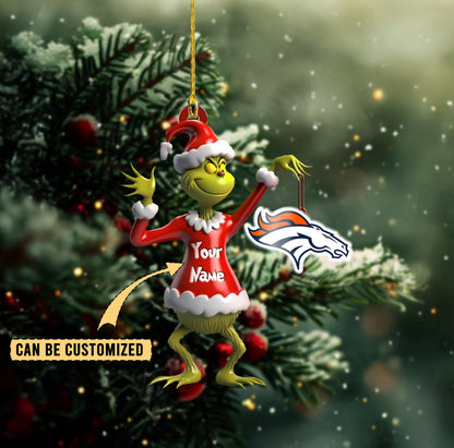 LIMITED EDITION - NEW CUSTOMIZED NFL13 DVB DENVER BRONCOS THE GRINCH ACRYLIC ORNAMENT