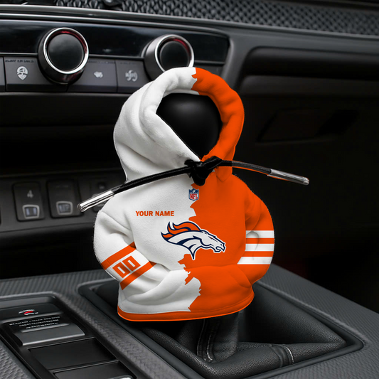 LIMITED EDITION - NEW CUSTOMIZED NFL13 DVB DENVER BRONCOS CAR HOODIE SHIFT KNOB