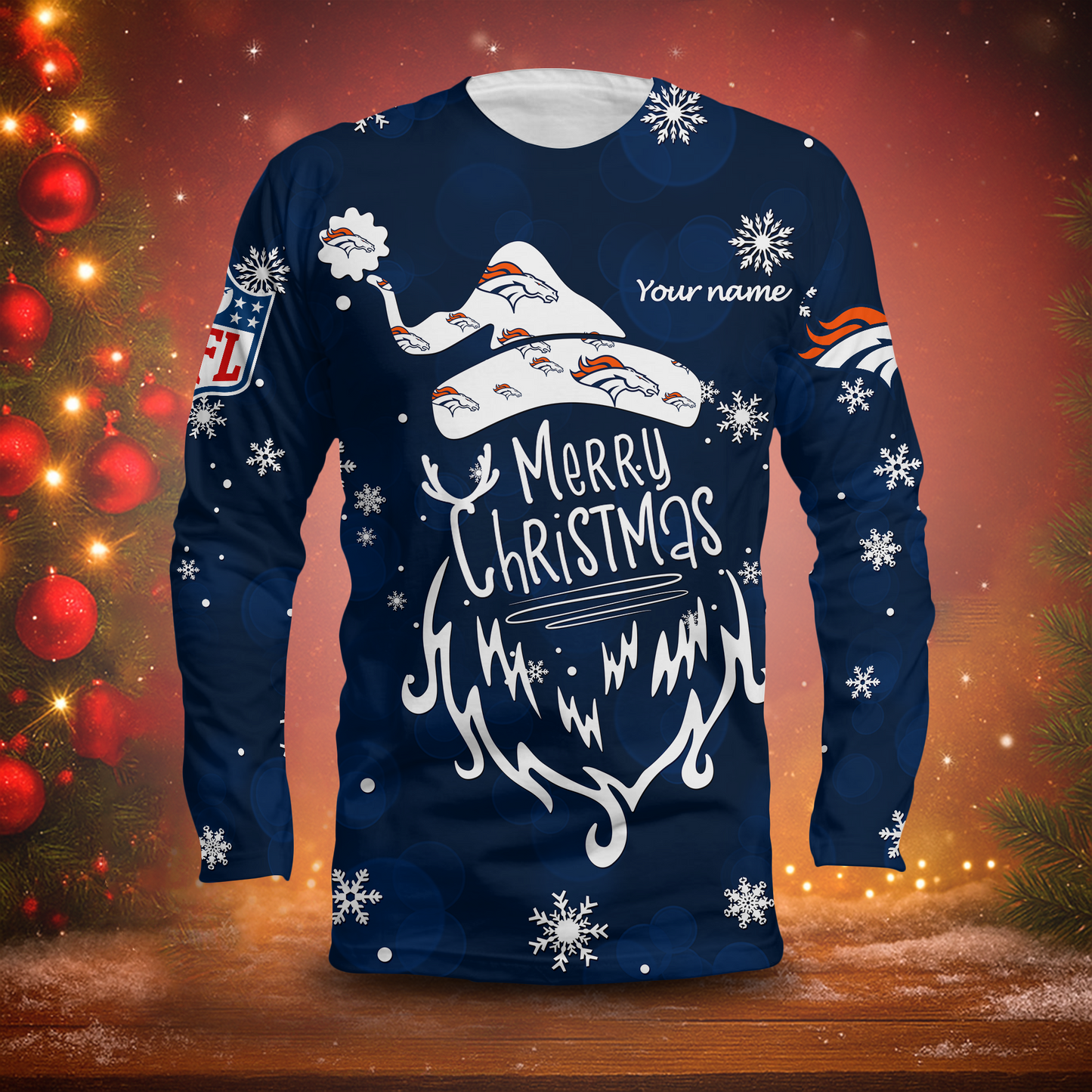 LIMITED EDITION - NEW CUSTOMIZED NFL13 DVB DENVER BRONCOS LONG SLEEVED T-SHIRT