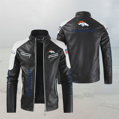 LIMITED EDITION - NEW CUSTOMIZED NFL13 DVB DENVER BRONCOS LEATHER BIKER JACKET