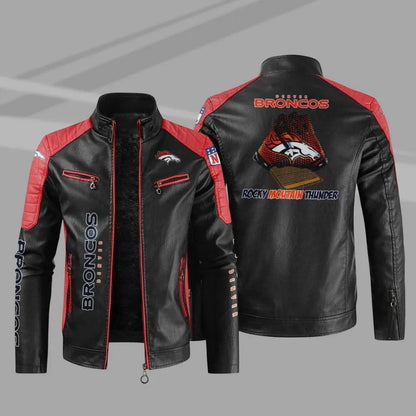 LIMITED EDITION - NEW CUSTOMIZED NFL13 DVB DENVER BRONCOS LEATHER BIKER JACKET