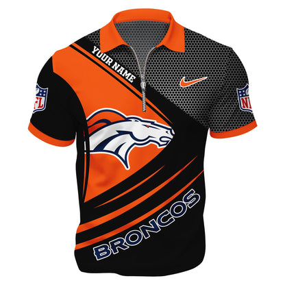 LIMITED EDITION - NEW CUSTOMIZED NFL13 DVB DENVER BRONCOS HARLEY-DAVIDSON POLO WITH ZIPPER SHIRT