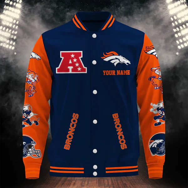 LIMITED EDITION - NEW CUSTOMIZED NFL13 DVB DENVER BRONCOS BASEBALL JACKET