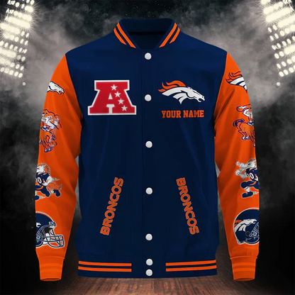 LIMITED EDITION - NEW CUSTOMIZED NFL13 DVB DENVER BRONCOS BASEBALL JACKET