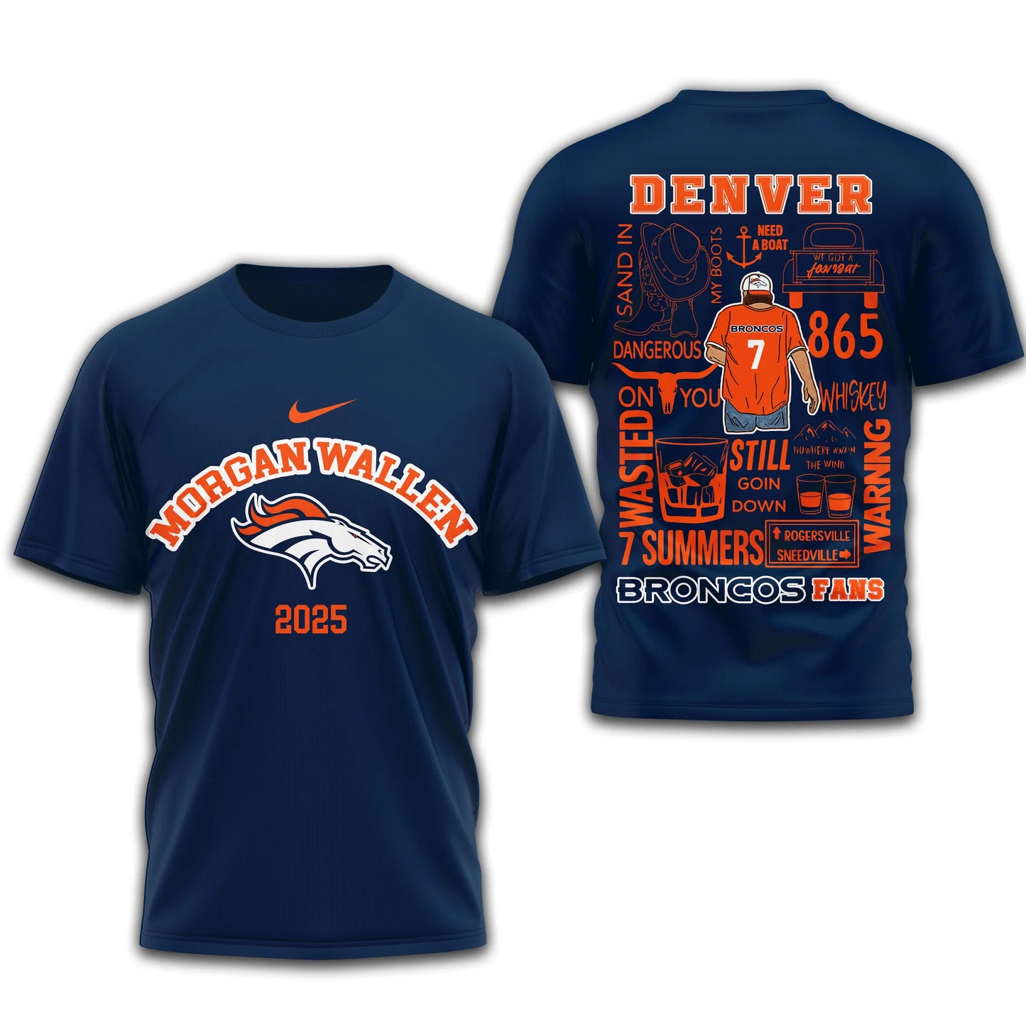 LIMITED EDITION - NEW CUSTOMIZED NFL13 DVB DENVER BRONCOS T-SHIRT | MULTIPLE COLORS AVAILABLE