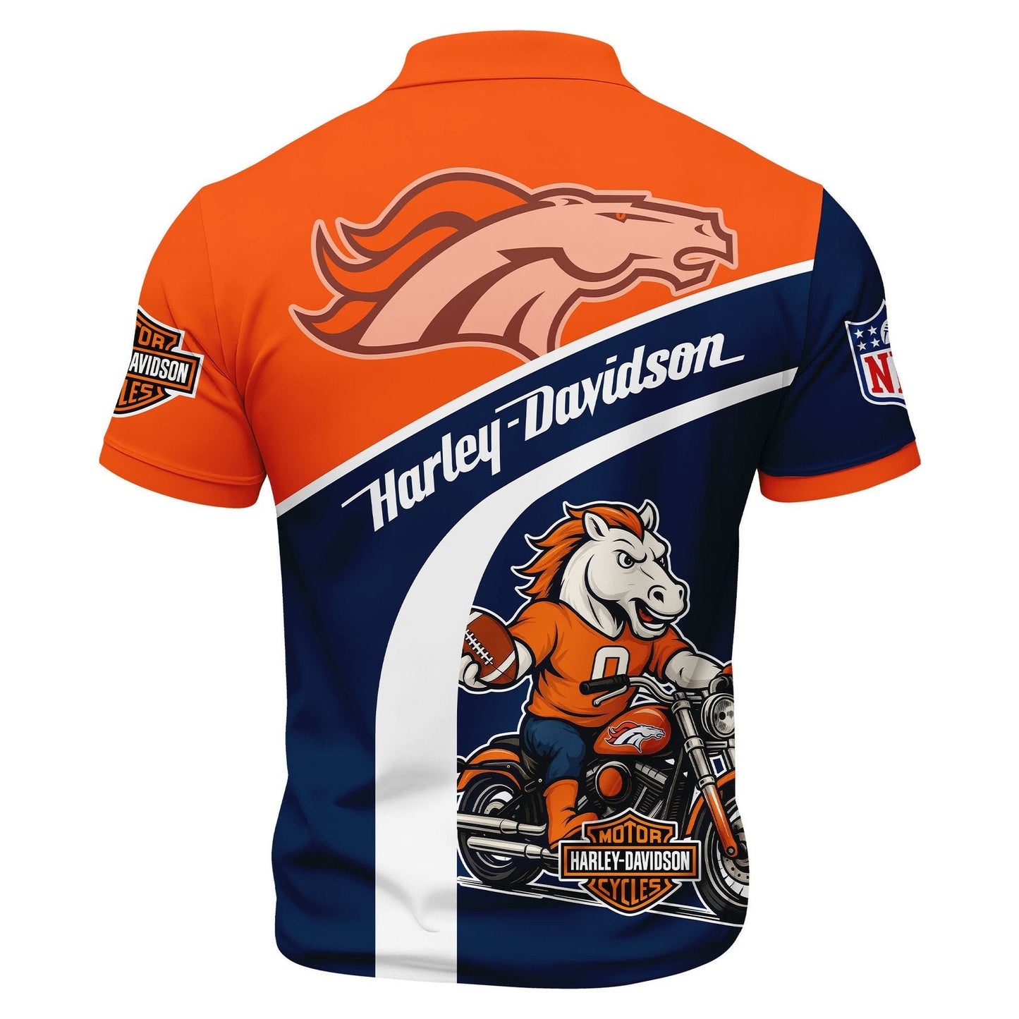 LIMITED EDITION - NEW CUSTOMIZED NFL13 DVB DENVER BRONCOS HARLEY-DAVIDSON POLO WITH ZIPPER SHIRT