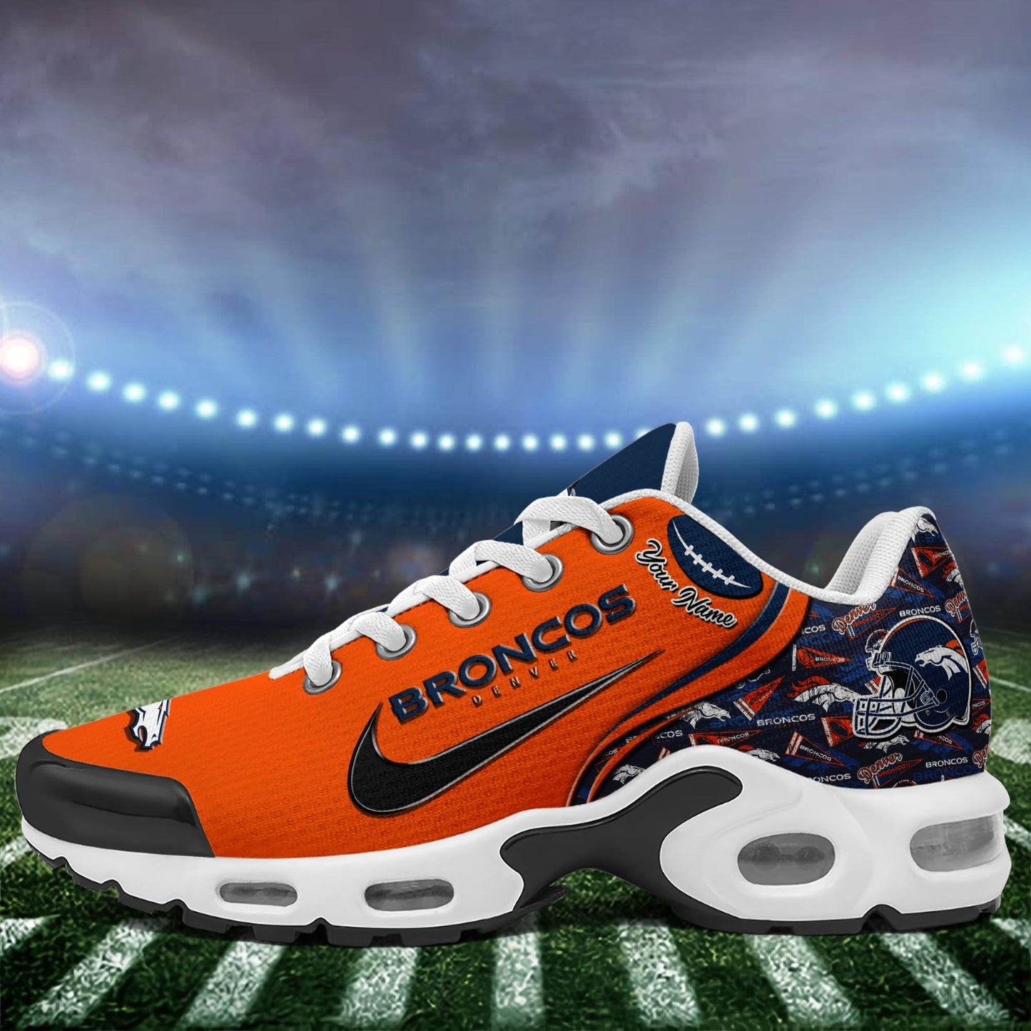 LIMITED EDITION - NEW CUSTOMIZED NFL13 DVB DENVER BRONCOS UNISEX AIR MAX PLUS SNEAKERS