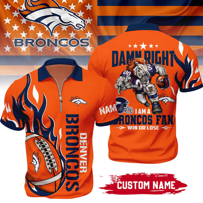 LIMITED EDITION - NEW CUSTOMIZED NFL13 DVB DENVER BRONCOS ZIP POLO SHIRT