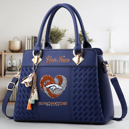 LIMITED EDITION - NEW CUSTOMIZED NFL13 DVB DENVER BRONCOS ZIP HANDBAG MULTICOLOR
