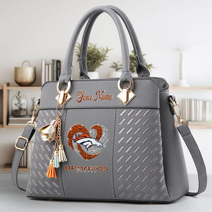 LIMITED EDITION - NEW CUSTOMIZED NFL13 DVB DENVER BRONCOS ZIP HANDBAG MULTICOLOR
