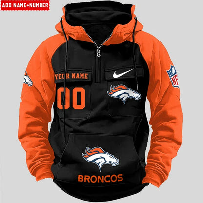 LIMITED EDITION - NEW CUSTOMIZED NFL13 DVB DENVER BRONCOS QUARTER ZIP HOODIE