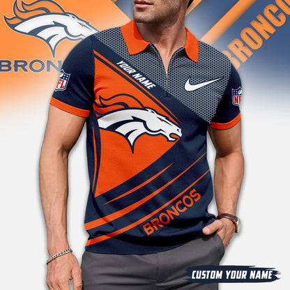 LIMITED EDITION - NEW CUSTOMIZED NFL13 DVB DENVER BRONCOS ZIP POLO SHIRT