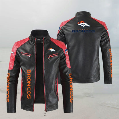 LIMITED EDITION - NEW CUSTOMIZED NFL13 DVB DENVER BRONCOS LEATHER BIKER JACKET