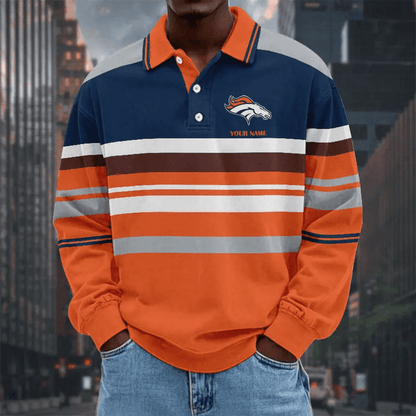 LIMITED EDITION - NEW CUSTOMIZED NFL13 DVB DENVER BRONCOS MEN LONG SLEEVE POLO
