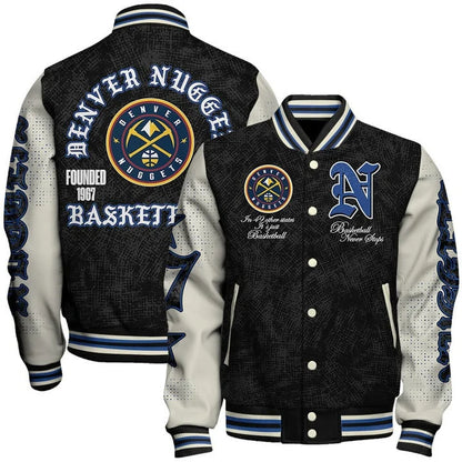 LIMITED EDITION - NEW CUSTOMIZED NBA08 DNU DENVER NUGGETS BASEBALL JACKET, SATIN VARSITY JACKET