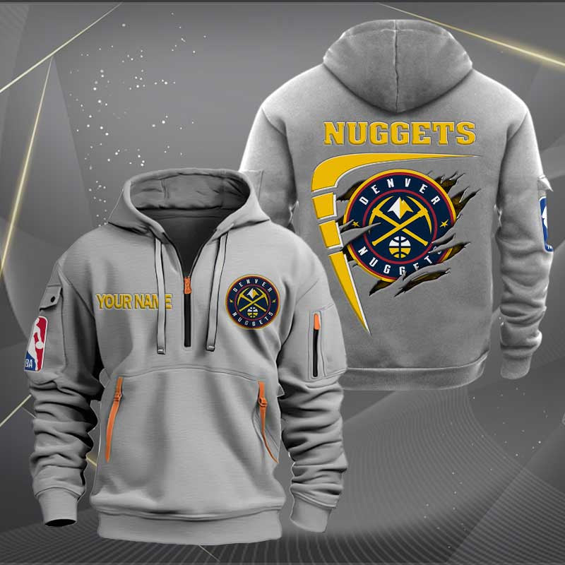 [HOT DEAL] NEW CUSTOMIZED NBA08 DN DENVER NUGGETS QUARTER ZIP HOODIE