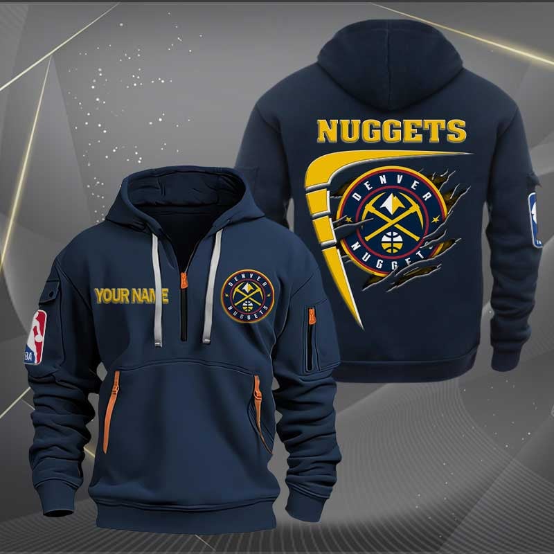 [HOT DEAL] NEW CUSTOMIZED NBA08 DN DENVER NUGGETS QUARTER ZIP HOODIE