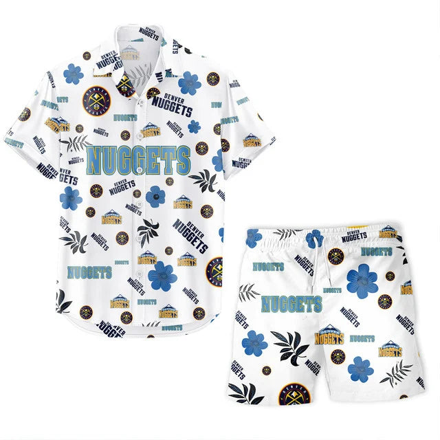 LIMITED EDITION - NEW CUSTOMIZED NBA08 DNU DENVER NUGGETS UNISEX HAWAIIAN SHIRT & SHORTS SET