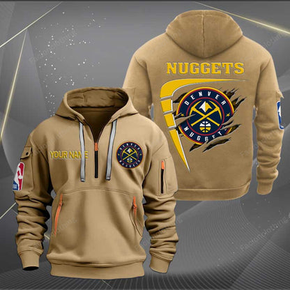 [HOT DEAL] NEW CUSTOMIZED NBA08 DN DENVER NUGGETS QUARTER ZIP HOODIE