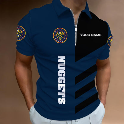 LIMITED EDITION - NEW CUSTOMIZED NBA08 DN DENVER NUGGETS ZIP POLO SHIRT