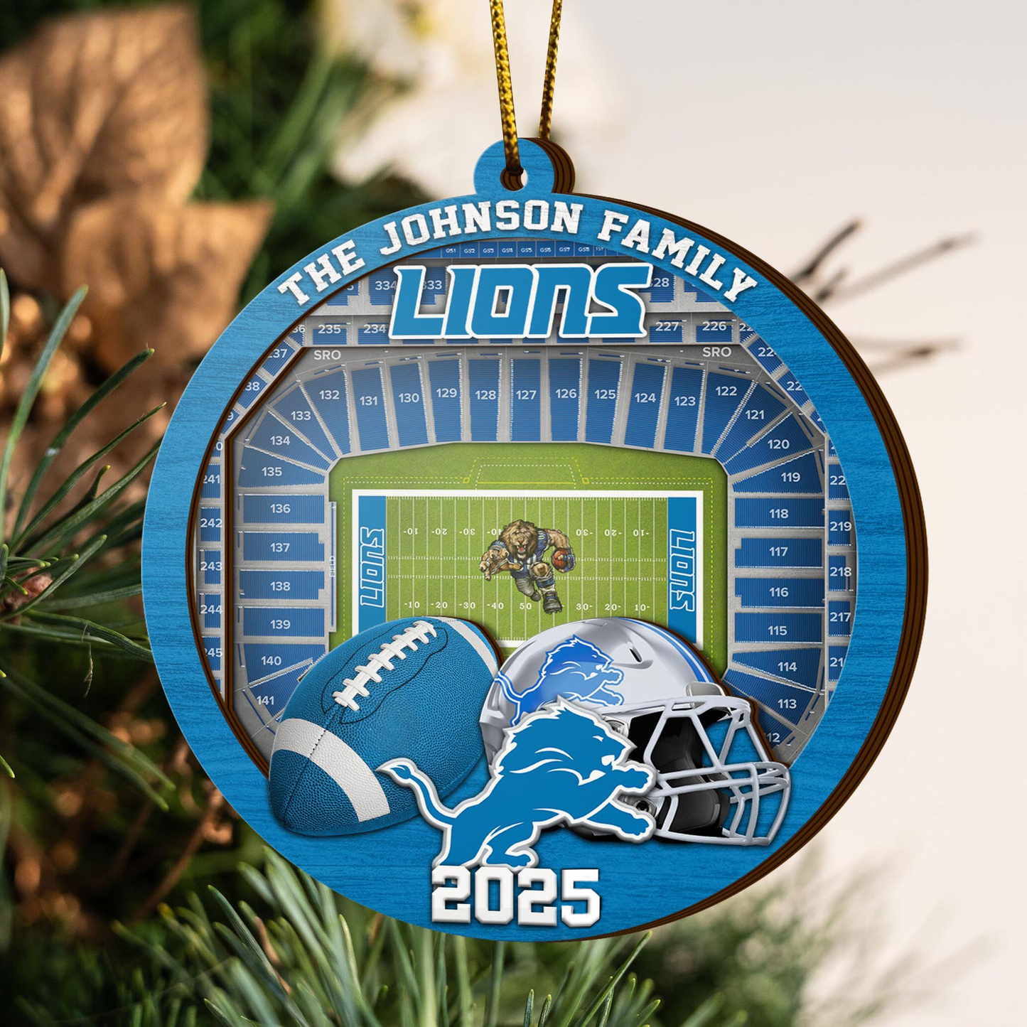 LIMITED EDITION - NEW CUSTOMIZED NFL04 DTL DETROIT LIONS ORNAMENT