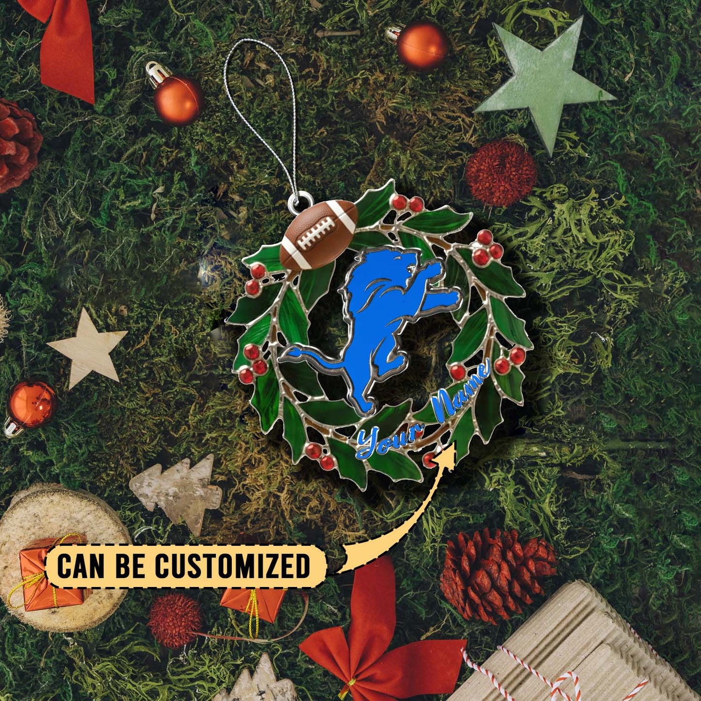 LIMITED EDITION - NEW CUSTOMIZED NFL04 DTL DETROIT LIONS ACRYLIC ORNAMENT