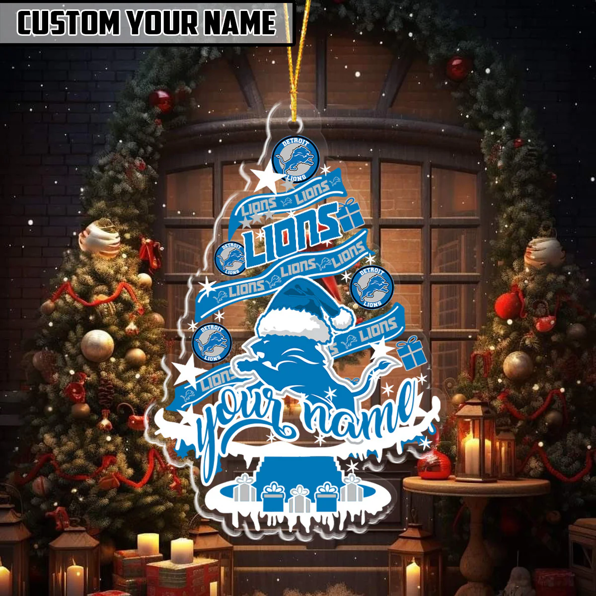 LIMITED EDITION - NEW CUSTOMIZED NFL04 DTL DETROIT LIONS ORNAMENT