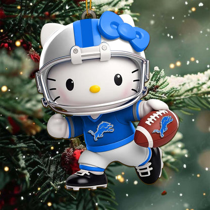LIMITED EDITION - NEW CUSTOMIZED NFL04 DTL DETROIT LIONS HELLO KITTY ACRYLIC ORNAMENT