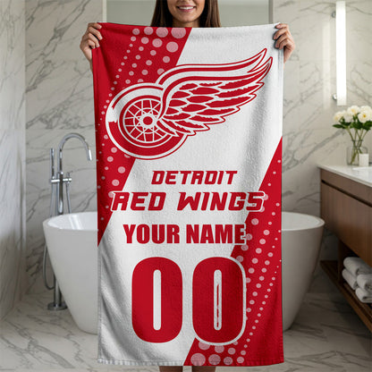 LIMITED EDITION - NEW CUSTOMIZED NHL22 DRW DETROIT RED WINGS BEACH & BATH TOWEL