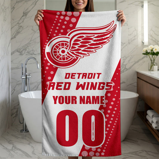 LIMITED EDITION - NEW CUSTOMIZED NHL22 DRW DETROIT RED WINGS BEACH & BATH TOWEL