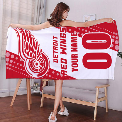 LIMITED EDITION - NEW CUSTOMIZED NHL22 DRW DETROIT RED WINGS BEACH & BATH TOWEL