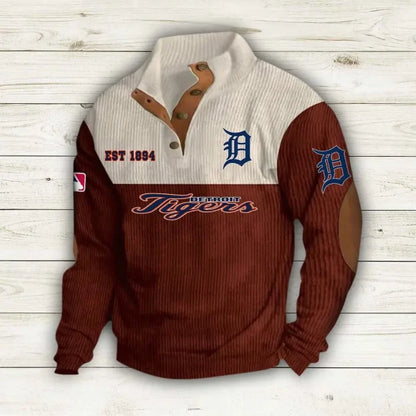 [FLASH SALE] NEW CUSTOMIZED MLB16 DTS DETROIT TIGERS BUTTON SWEATSHIRTS STAND COLLAR