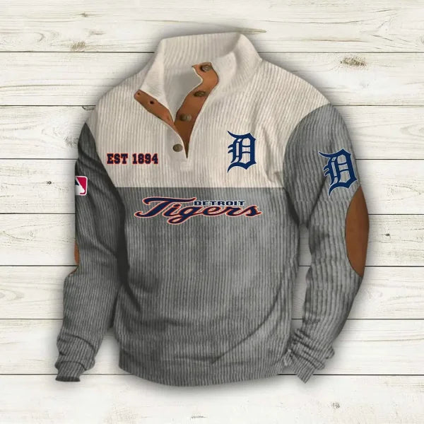 [FLASH SALE] NEW CUSTOMIZED MLB16 DTS DETROIT TIGERS BUTTON SWEATSHIRTS STAND COLLAR